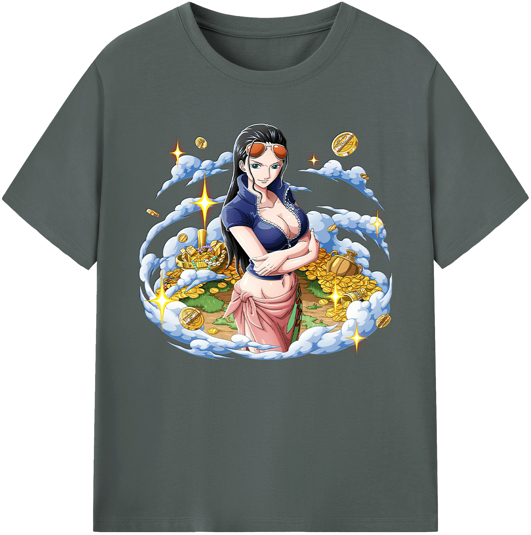 ワンピース ニコ・ロビン ONE PIECE Nico Robin 綿100％ メンズ半袖Tシャツ｜肌触りやわらか＆通気性